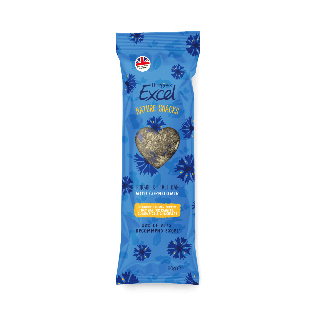 Burgess Pet Care - Guinea Pig Food - Treat  - Excel - Burgess Excel Forage & Feast Hay Bar with Cornflower  - 60g
