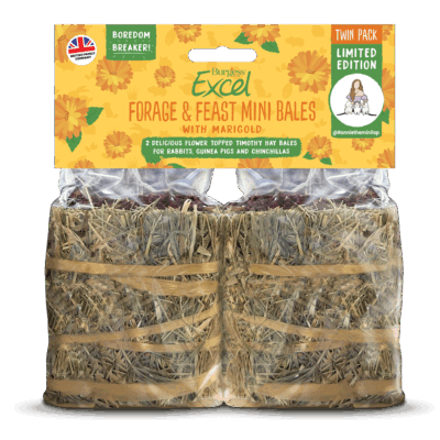 Product image for Excel Forage & Feast Mini Bale with Marigold Twin Pack